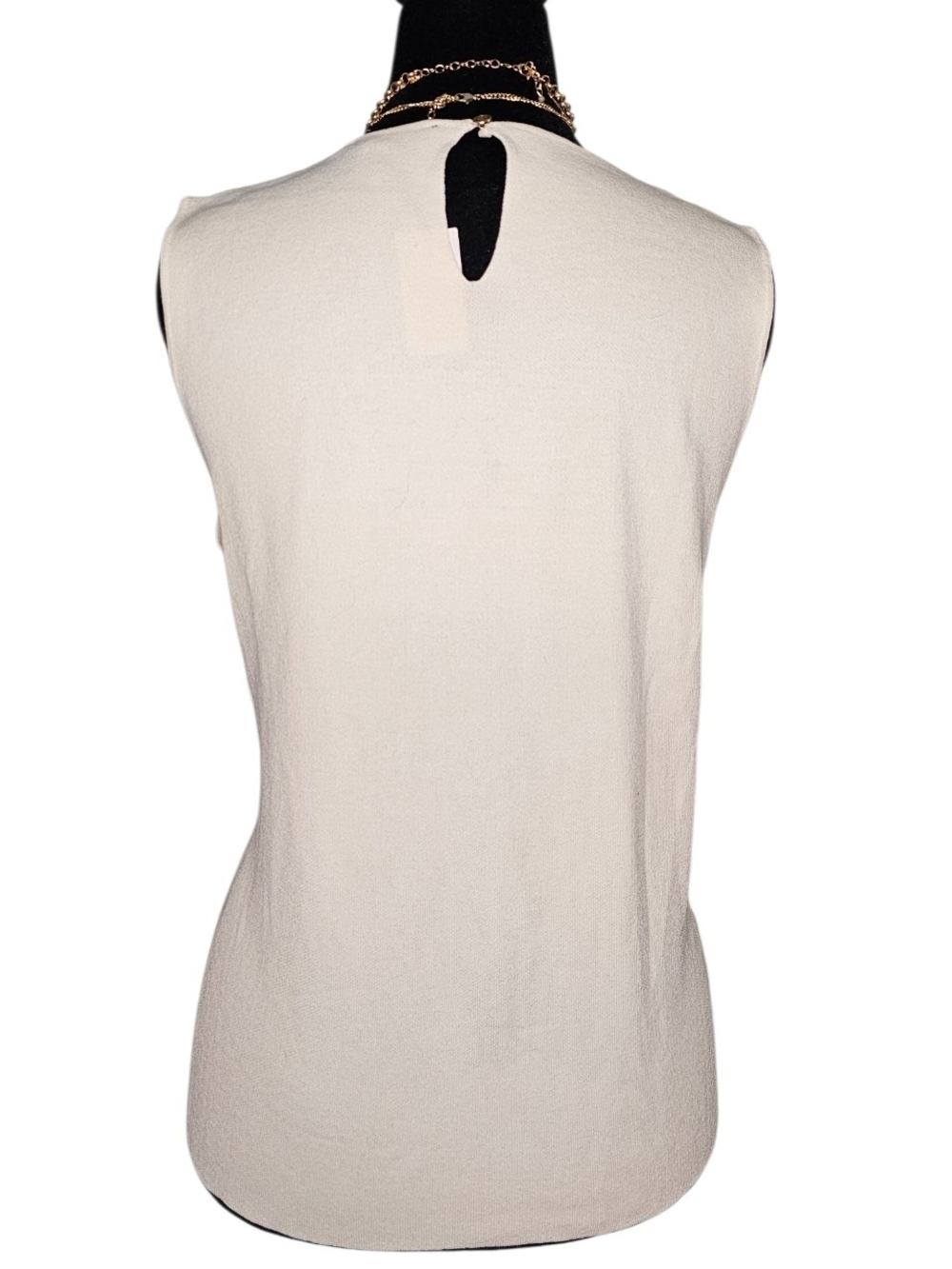 NWT Ann Taylor Sleeveless Knit Top Mock Neck Cream Ivory Large​ - Picture 3 of 5